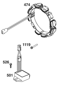 Alternator Group Diagram and Parts List for 386447-0114-B5 200000 - 399999 Briggs and Stratton Engine